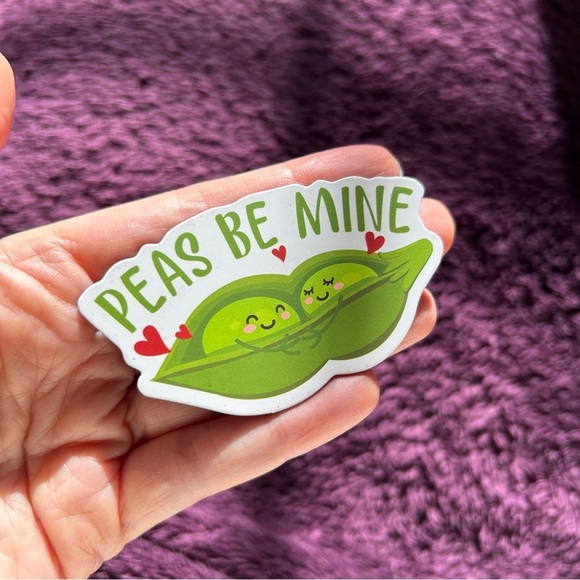 Punny, Funny, Pea Pod “PEAS BE MINE” Magnet, White, Green, Red - Picture 1 of 16